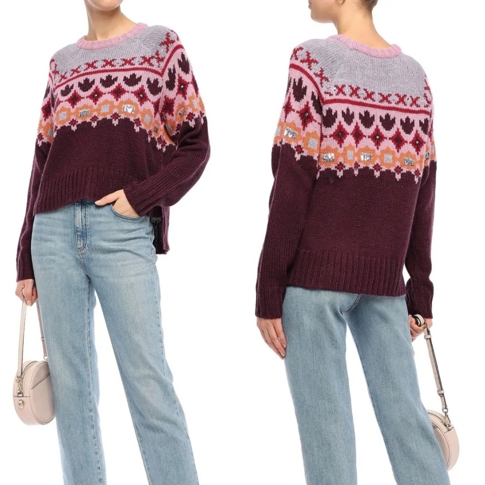 Cinq a Sept Gianni Sequin Fair Isle Sweater
